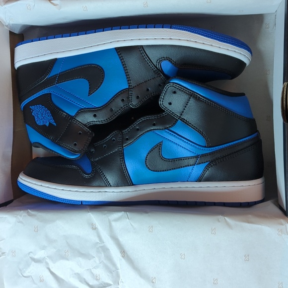 Jordan 1 Mid Black Royal Blue Size 10 - Picture 4 of 5